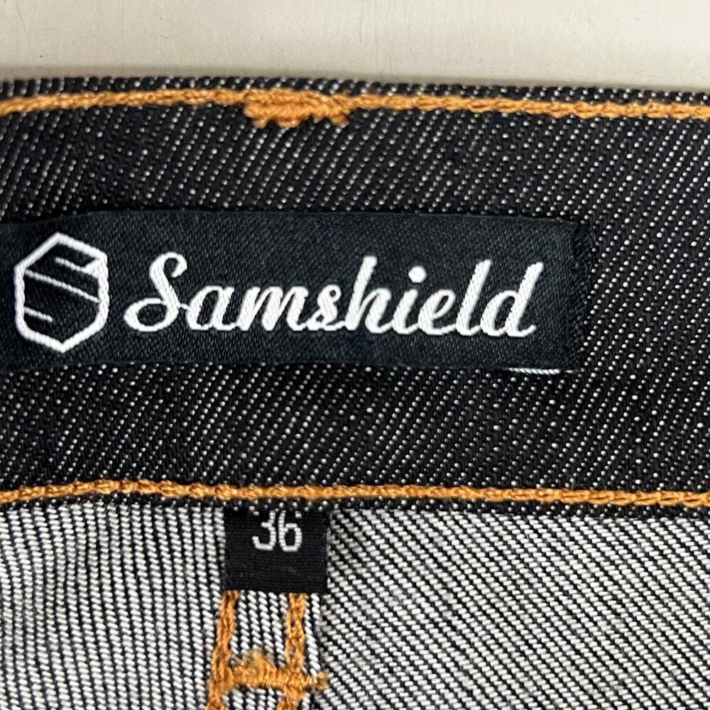 SAMSHIELD Swarovski Crystal Engraved Jeans Women Sz US 26, UK 8, 36 Black Denim - Picture 11 of 11